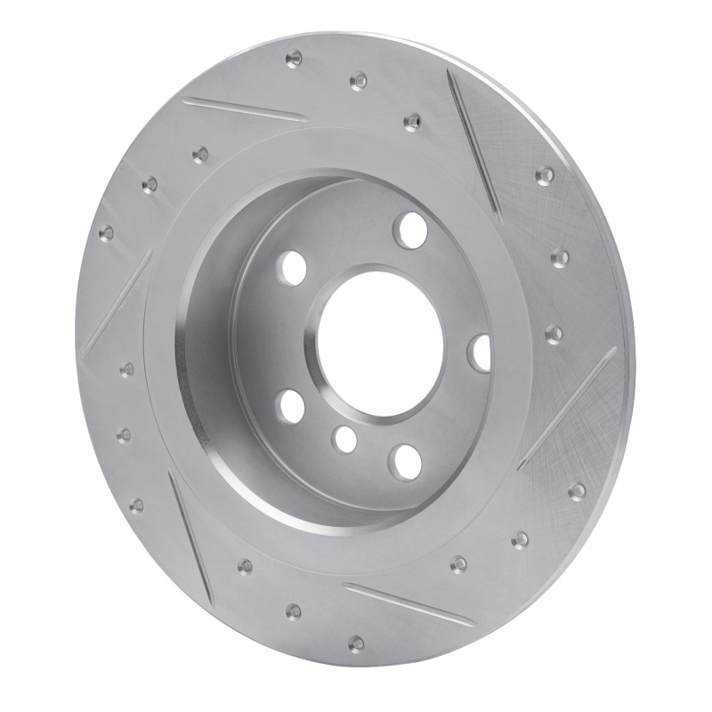 BMW i3 Brake Rotor (1) - Rear Left - R1 Concepts - Drilled & Slotted - Silver - `14-`25